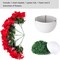 Artificial Fake Christmas Hanging Poinsettia Flowers Plants Basket for Outdoor Outside Winter Decoration, Faux Red Flower Realistic UV Resistant for Porch Patio Balcony Holiday Decor